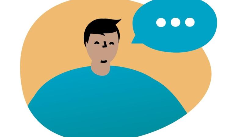 Graphic of a man talking